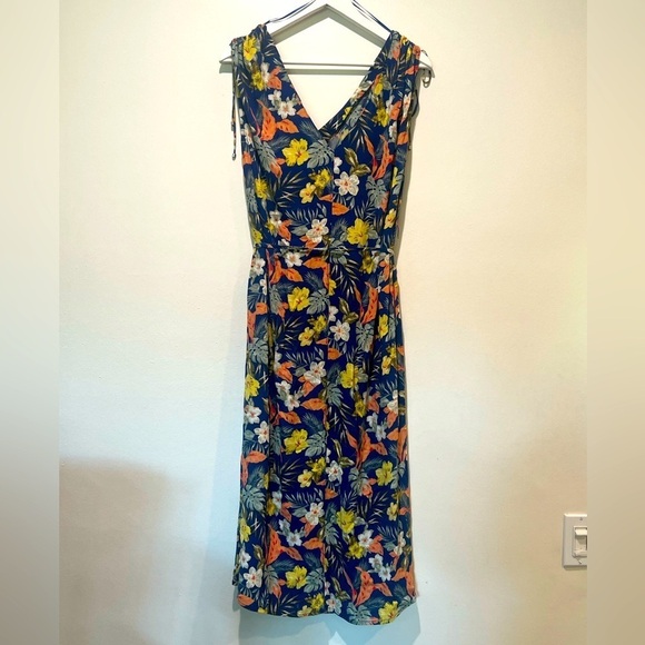 ZARA Floral pullover Vneck Sleeveless Maxi Dress Size Small - Picture 1 of 8